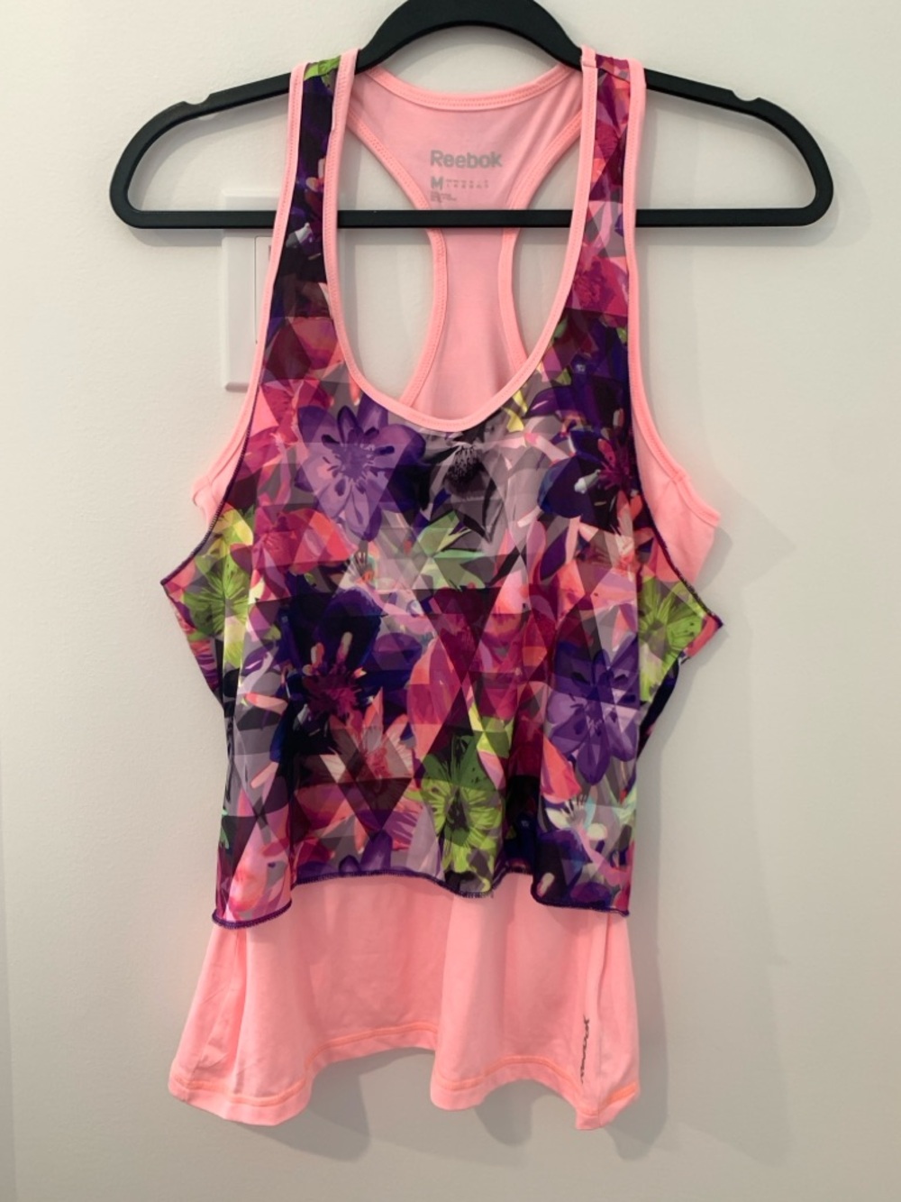 Reebok layered pink tank top